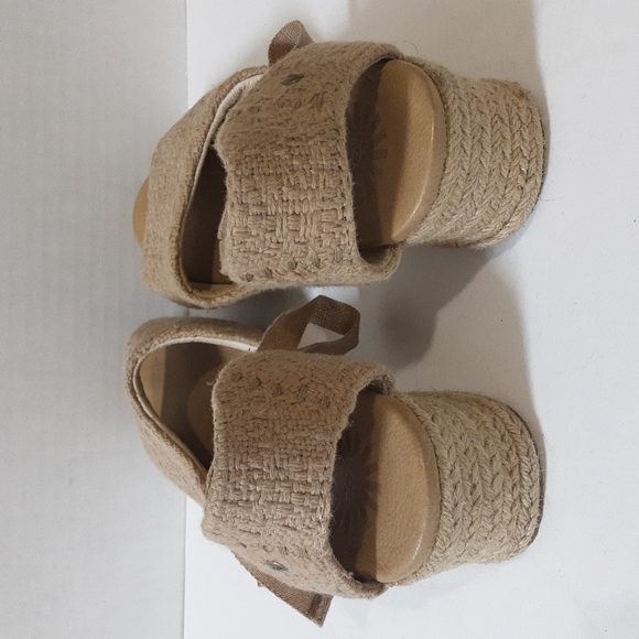 Ugg Australia Delmar espadrille wedge sandals cotton Weave upper natural size 9 - Picture 4 of 11